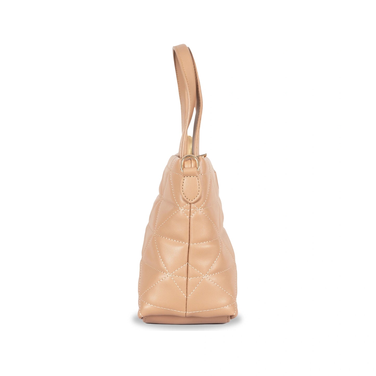 Convertible Faux Leather Hand-Sling Bag β Geometric Stitch Pattern & Gold Hardware