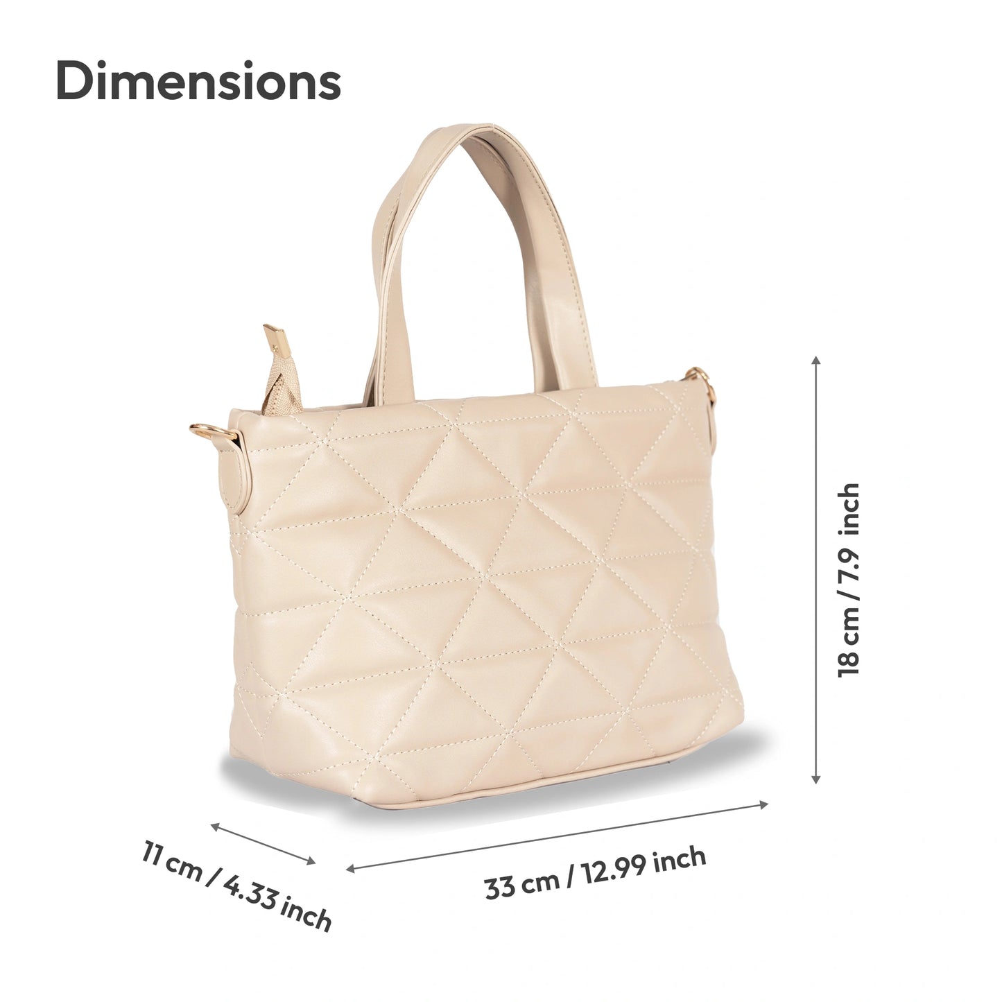 Convertible Faux Leather Hand-Sling Bag β Geometric Stitch Pattern & Gold Hardware