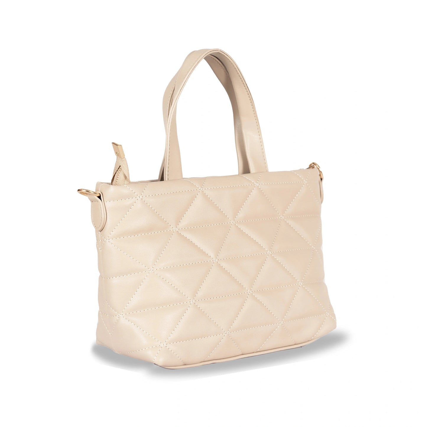 Convertible Faux Leather Hand-Sling Bag β Geometric Stitch Pattern & Gold Hardware