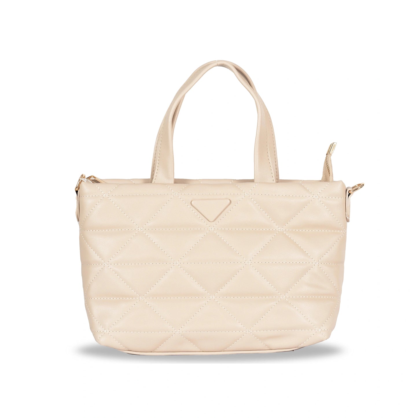 Convertible Faux Leather Hand-Sling Bag β Geometric Stitch Pattern & Gold Hardware