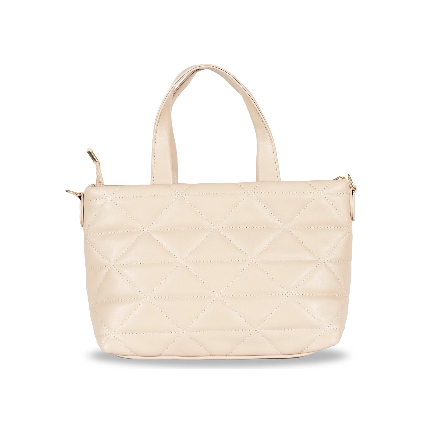 Convertible Faux Leather Hand-Sling Bag β Geometric Stitch Pattern & Gold Hardware