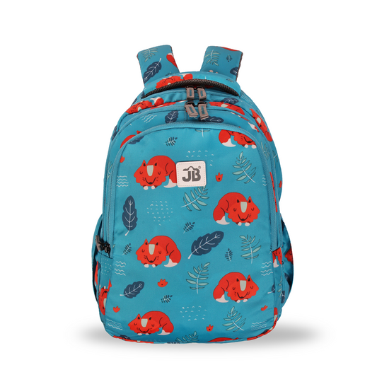 Fox Print School Backpack - 17 Inch (Blue)
