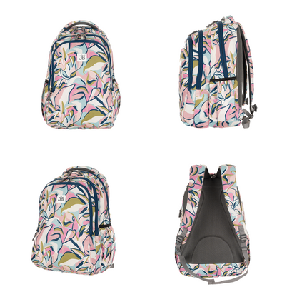 Abstract Print School Backpack - 17 Inch (Cream)