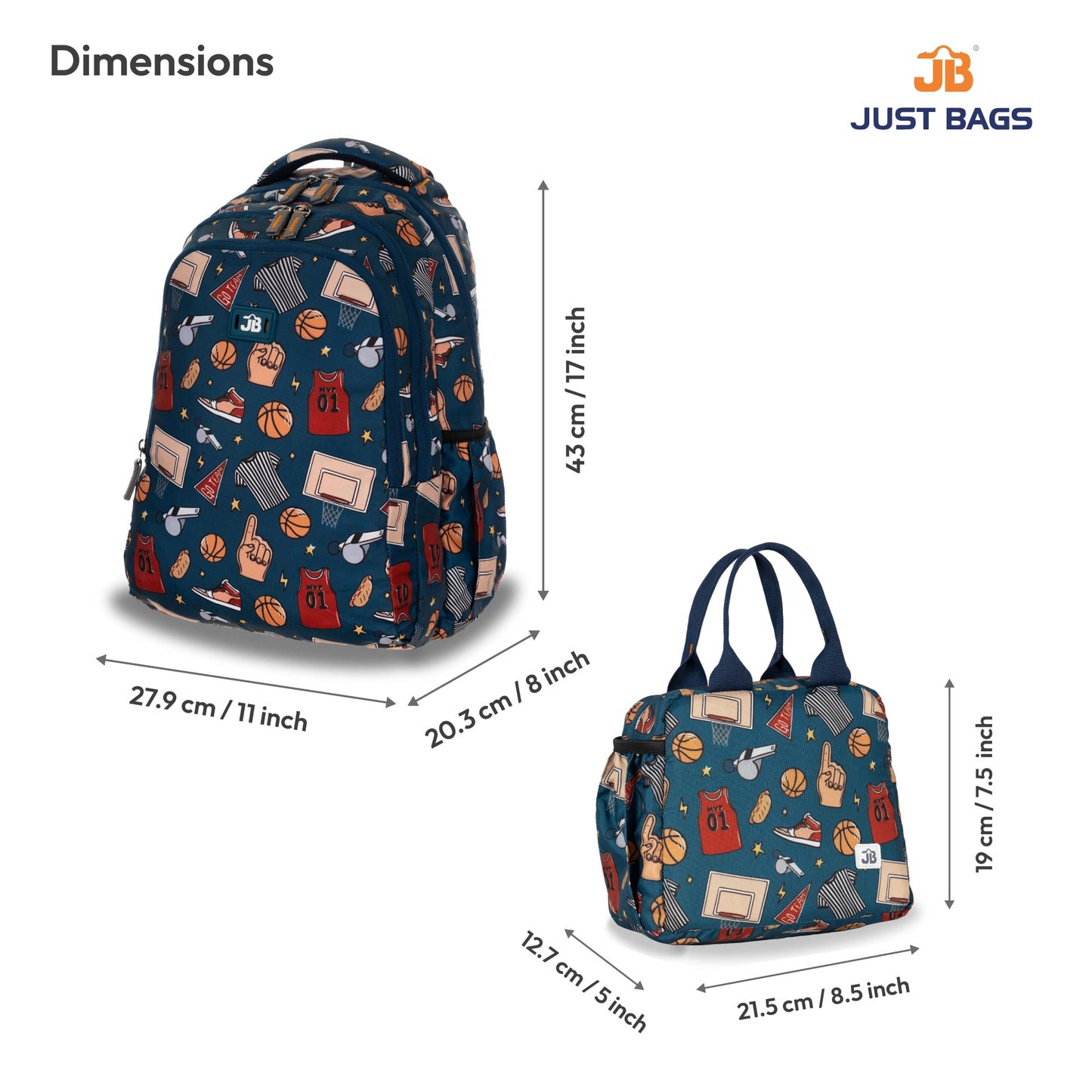Primary School 24L Backpack & 6L TiffinBag Combo for Kids β 17 Inches-7.5 Inches | Ages 6β8