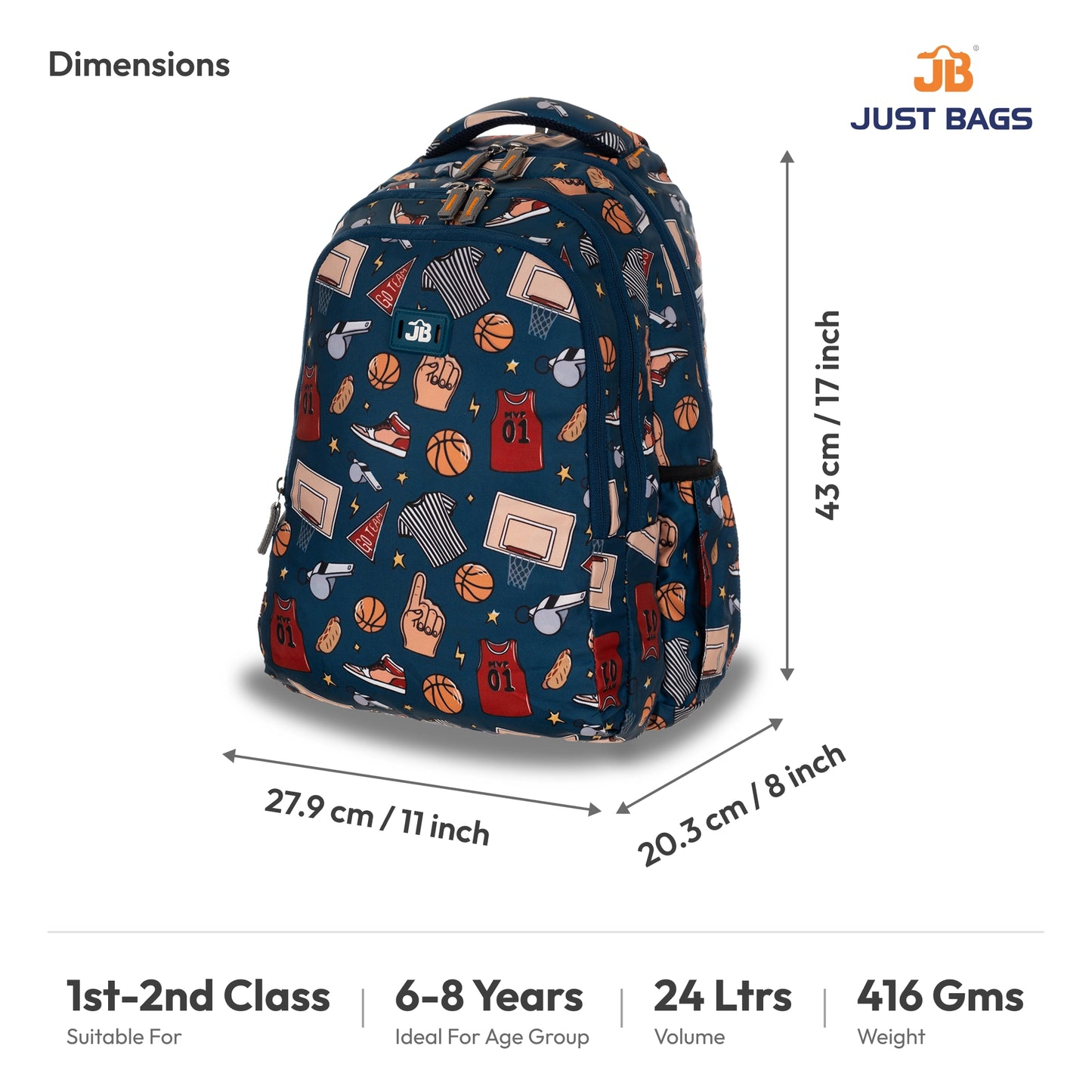 Primary School 24L Backpack for Kids β 17β³ (43 cm) | Ages 6β8