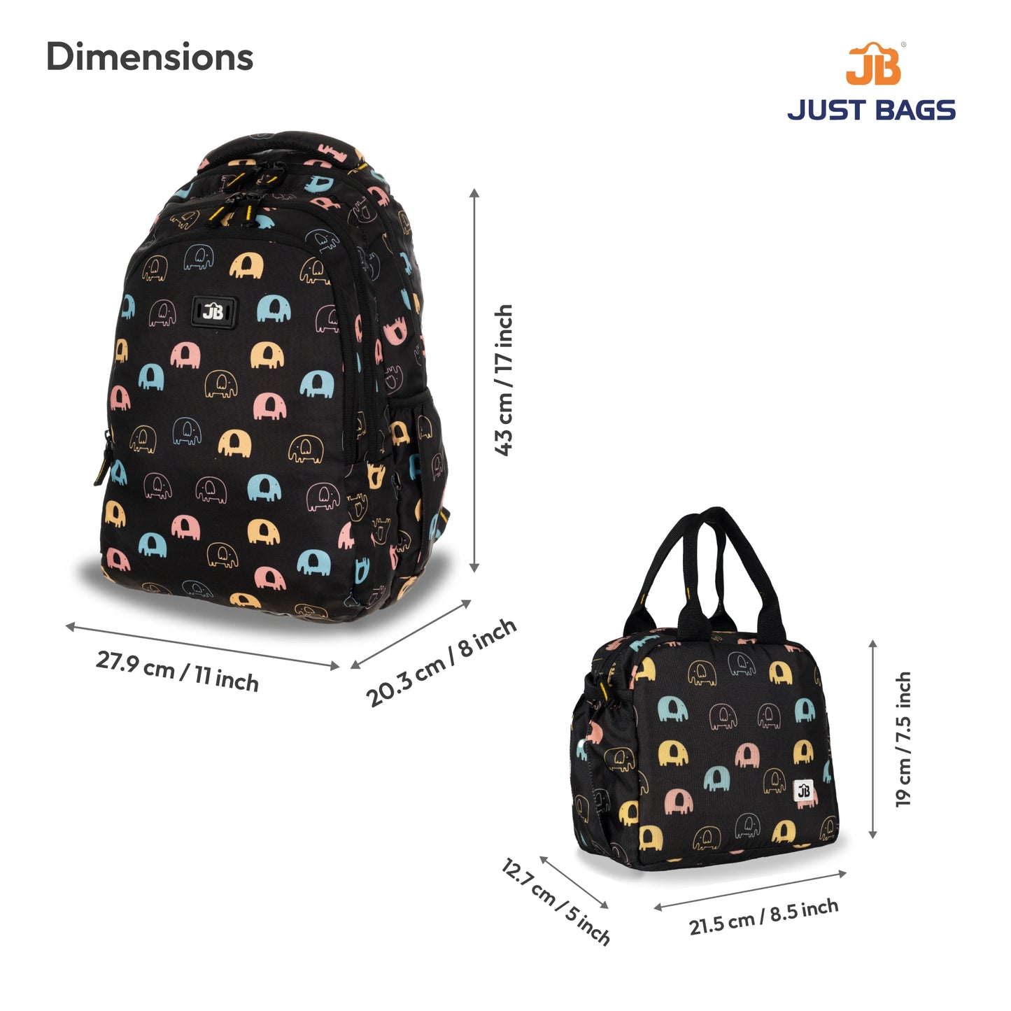 Primary School 24L Backpack & 6L TiffinBag Combo for Kids β 17 Inches-7.5 Inches | Ages 6β8