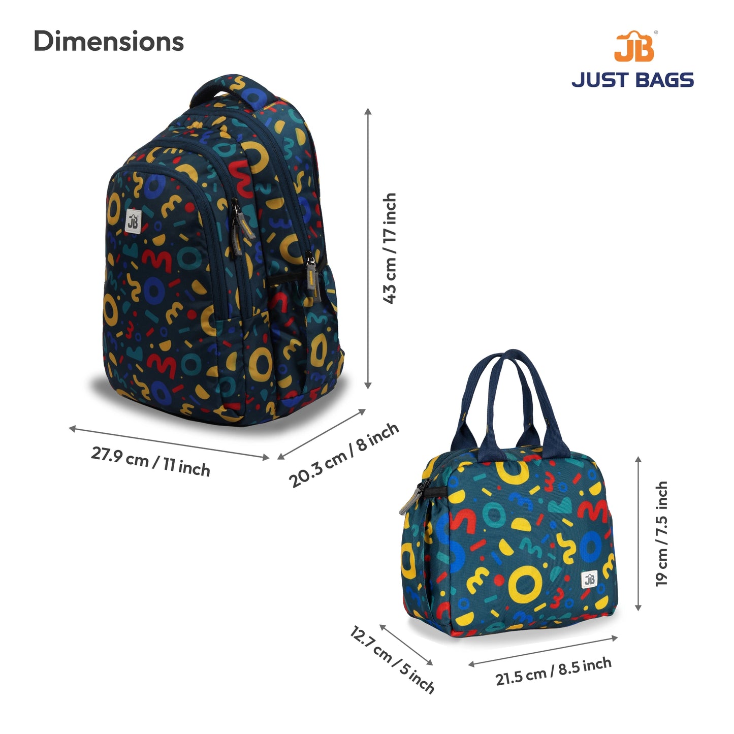 Primary School 24L Backpack & 6L TiffinBag Combo for Kids β 17 Inches-7.5 Inches | Ages 6β8