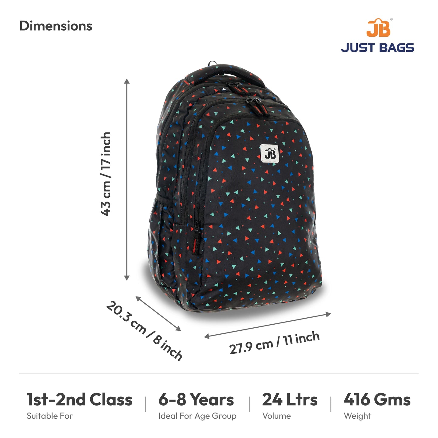 Artzy Primary School 24L Backpack for Kids β 17 Inches | Ages 6β8