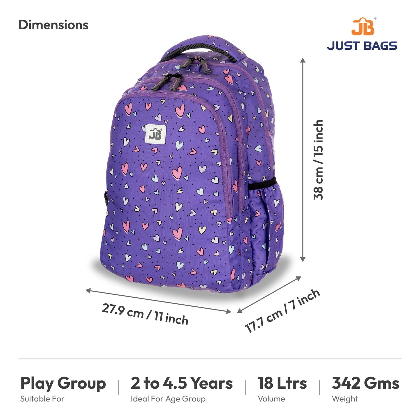 Preschool Durable 18L Backpack for Toddlers β 15" (38 cm) | Ages 2β4.5
