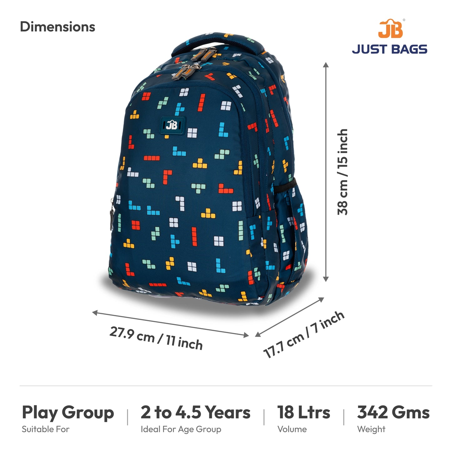 Preschool Durable 18L Backpack for Toddlers β 15" (38 cm) | Ages 2β4.5