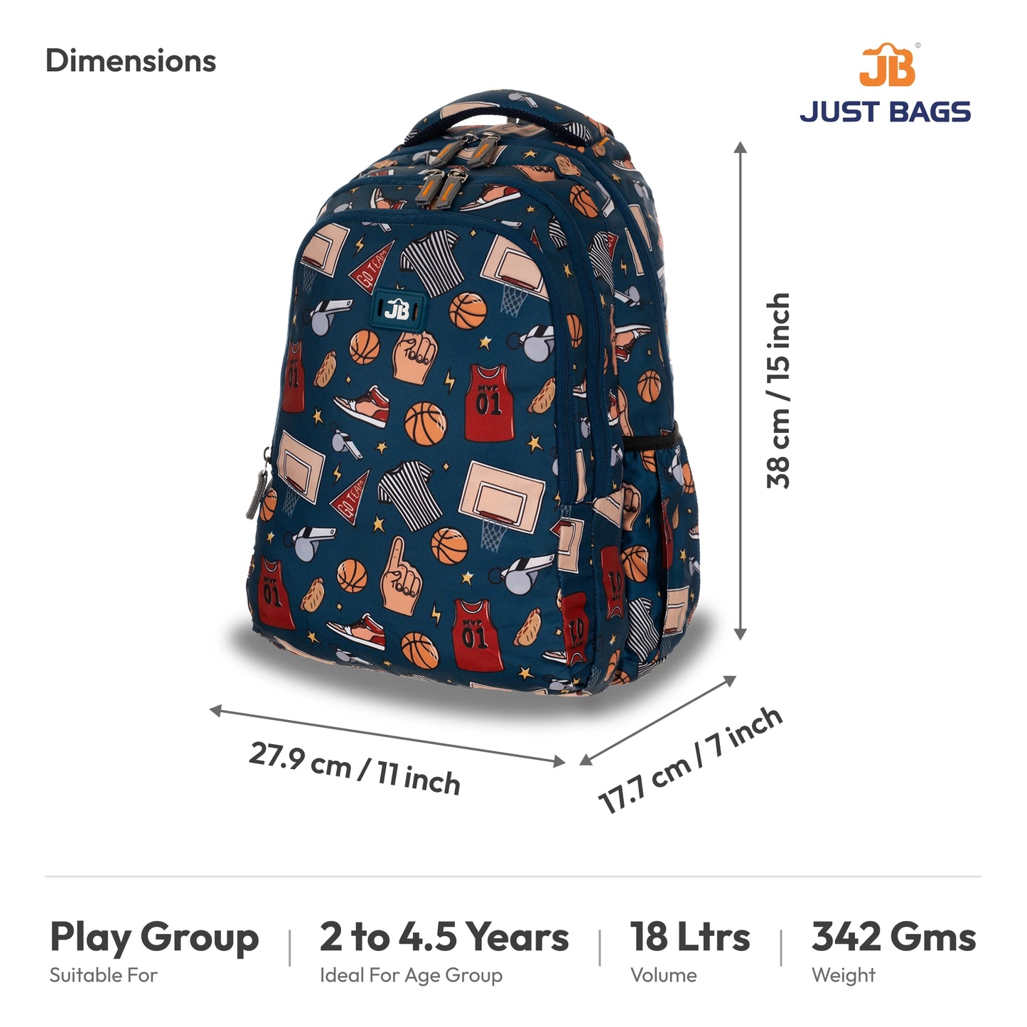 Preschool Durable 18L Backpack for Toddlers β 15" (38 cm) | Ages 2β4.5