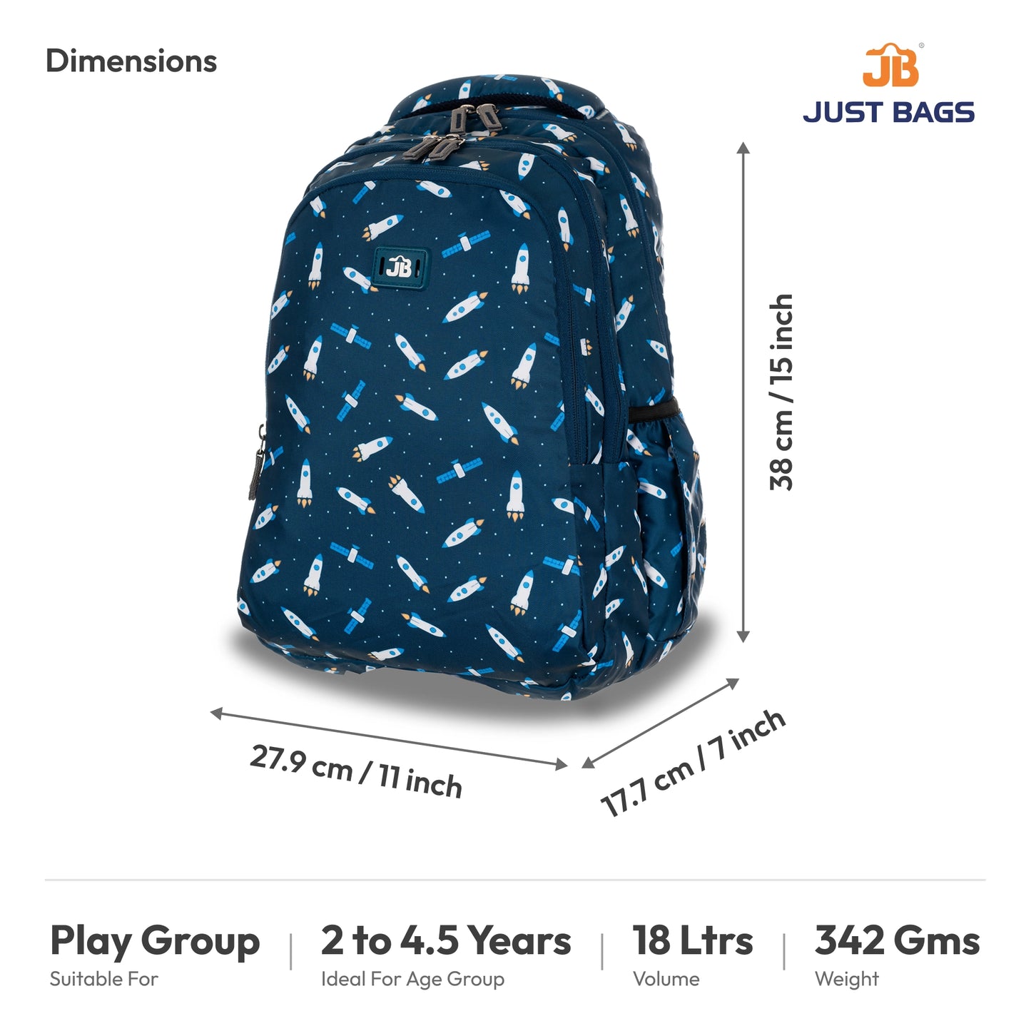 Preschool Durable 18L Backpack for Toddlers β 15" (38 cm) | Ages 2β4.5