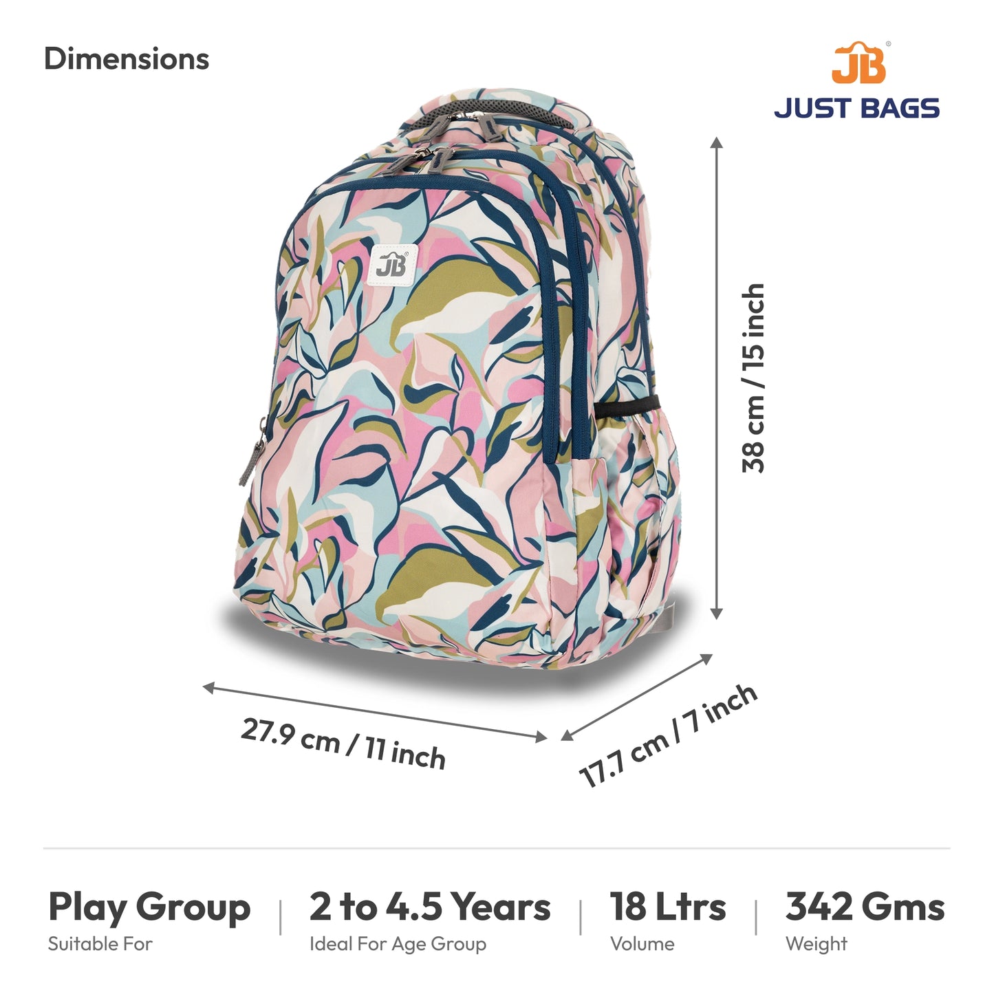 Preschool Durable 18L Backpack for Toddlers β 15" (38 cm) | Ages 2β4.5