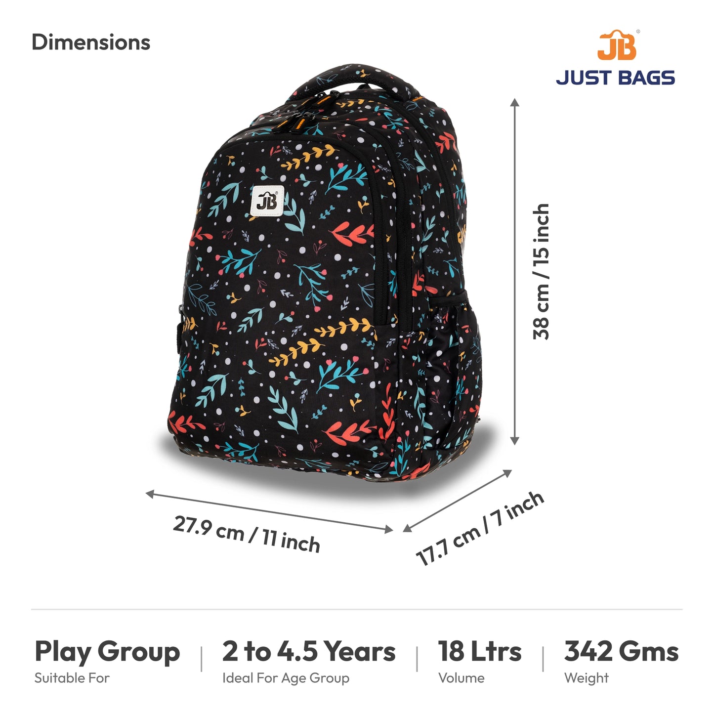 Preschool Durable 18L Backpack for Toddlers β 15" (38 cm) | Ages 2β4.5
