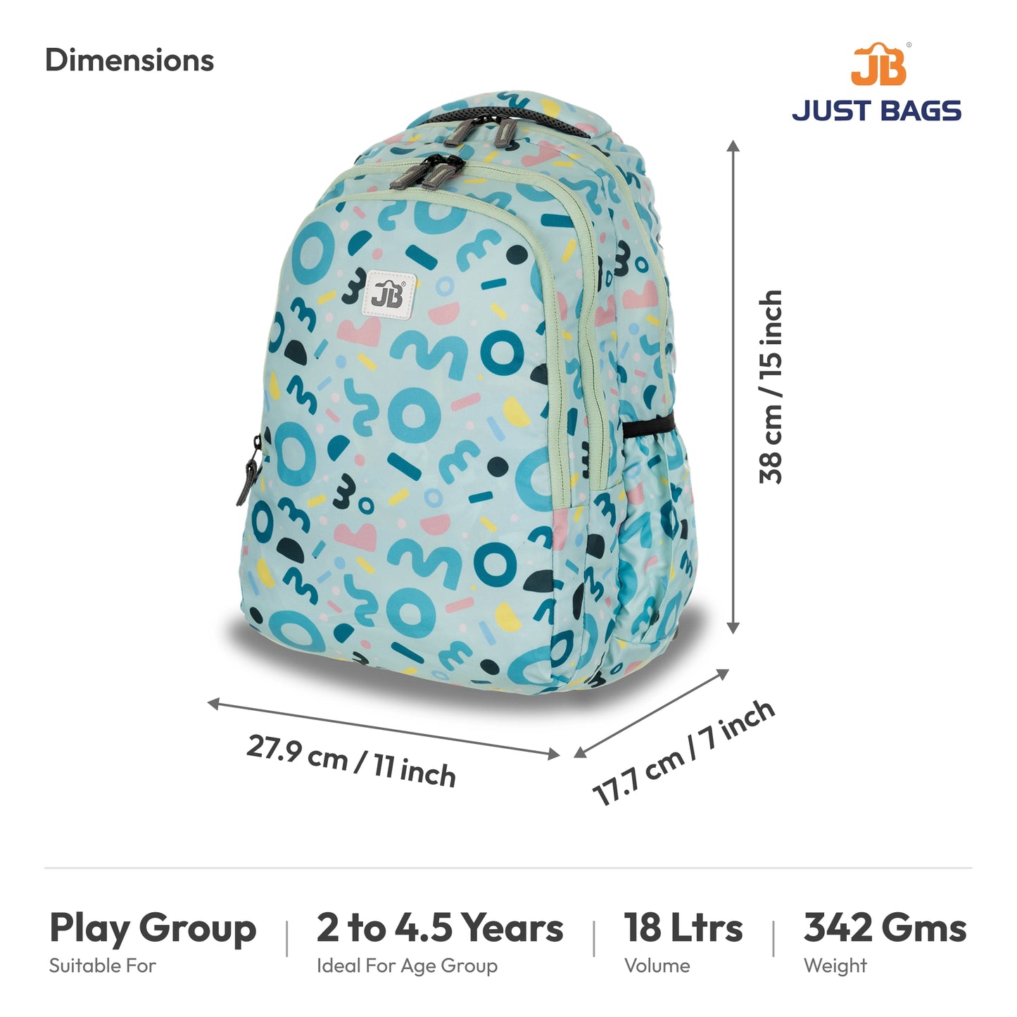 Preschool Durable 18L Backpack for Toddlers β 15" (38 cm) | Ages 2β4.5