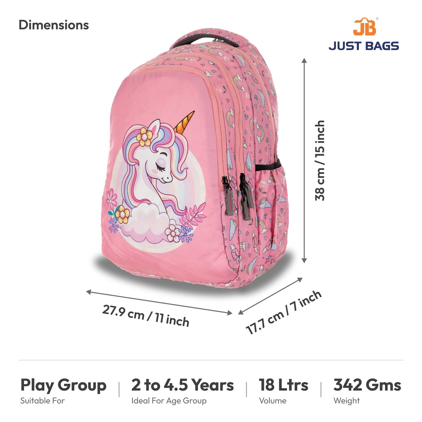Preschool Durable 18L Backpack for Toddlers β 15" (38 cm) | Ages 2β4.5