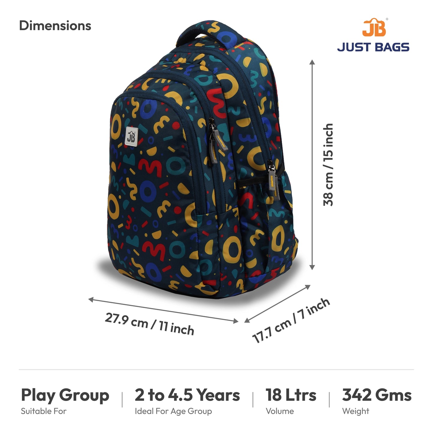 Preschool Durable 18L Backpack for Toddlers β 15" (38 cm) | Ages 2β4.5