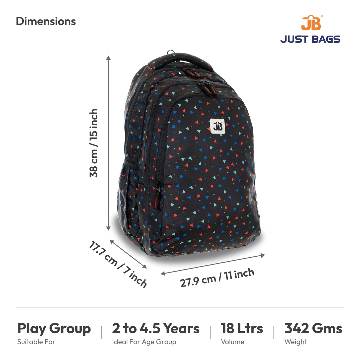 Preschool Durable 18L Backpack for Toddlers β 15" (38 cm) | Ages 2β4.5