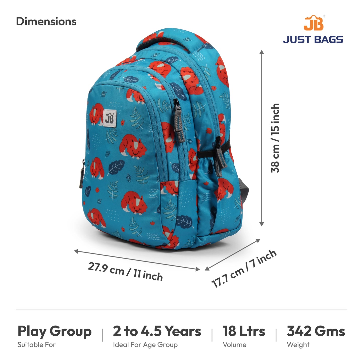 Preschool Durable 18L Backpack for Toddlers β 15" (38 cm) | Ages 2β4.5