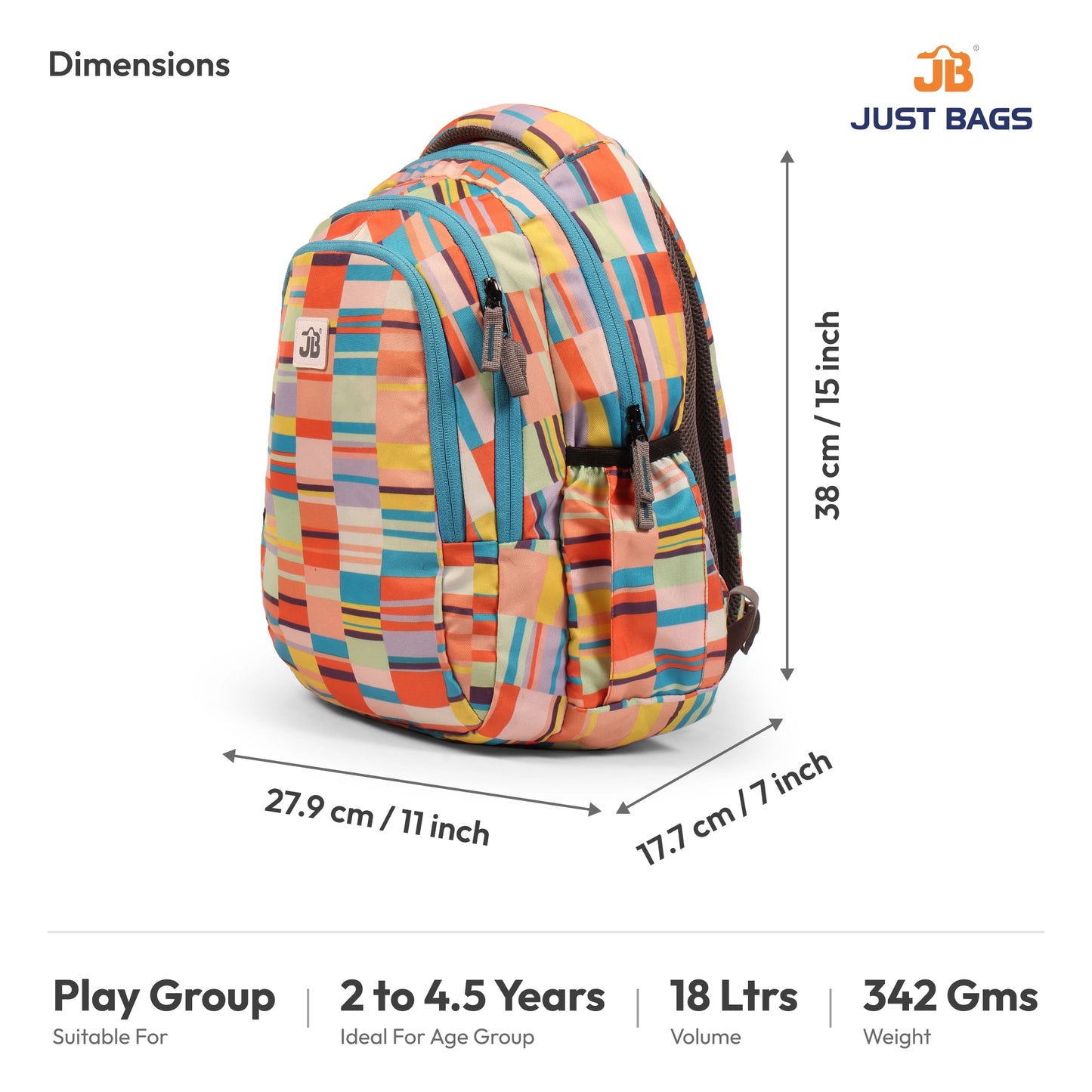 Preschool Durable 18L Backpack for Toddlers β 15" (38 cm) | Ages 2β4.5