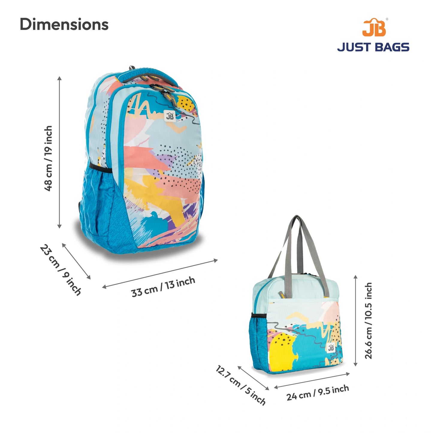 Secondary School Combo 36L Backpack & 8L TiffinBag Backpack For Children - 19 Inches & 10.5 Inches | Age 9+