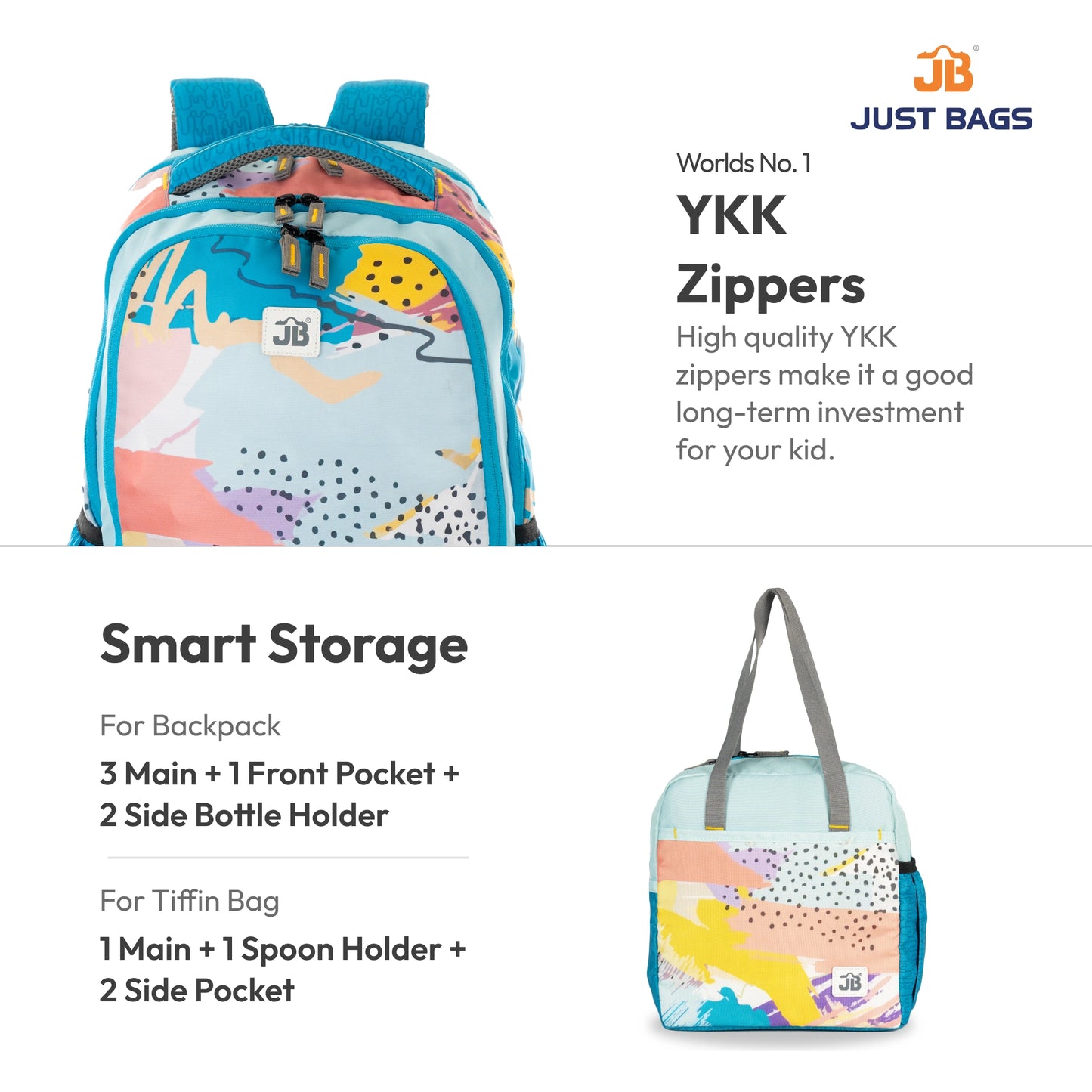 Secondary School Combo 36L Backpack & 8L TiffinBag Backpack For Children - 19 Inches & 10.5 Inches | Age 9+