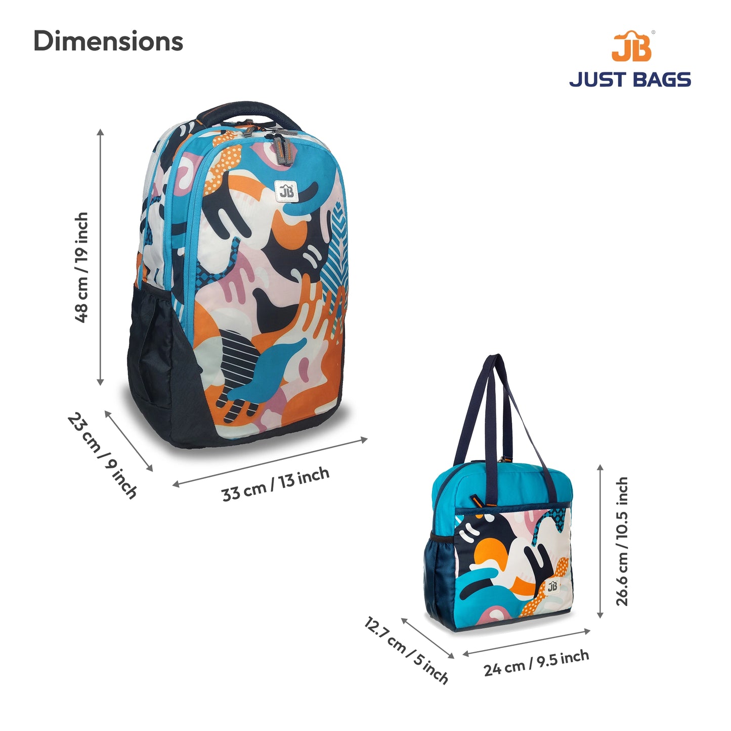 Secondary School Combo 36L Backpack & 8L TiffinBag Backpack For Children - 19 Inches & 10.5 Inches | Age 9+
