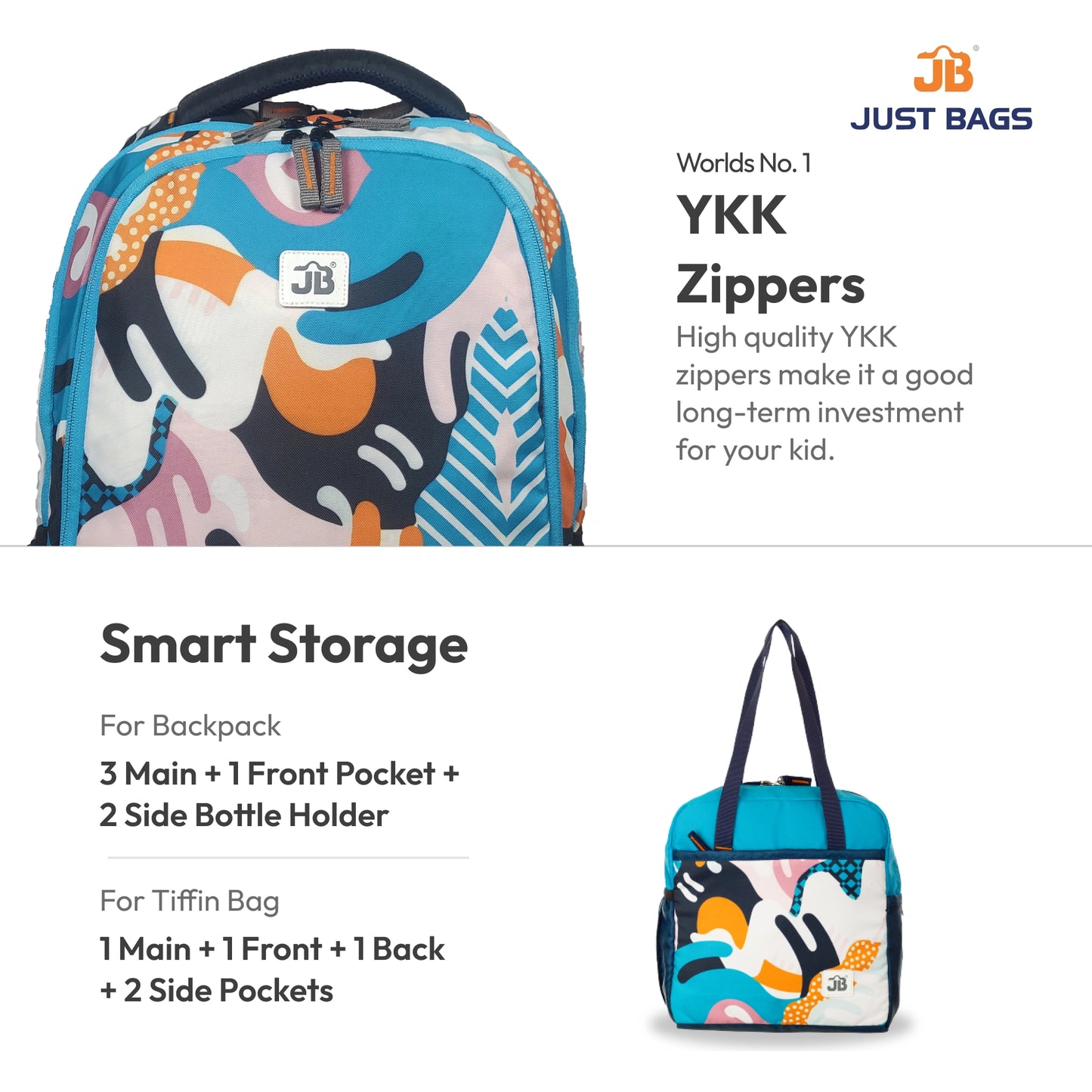 Secondary School Combo 36L Backpack & 8L TiffinBag Backpack For Children - 19 Inches & 10.5 Inches | Age 9+