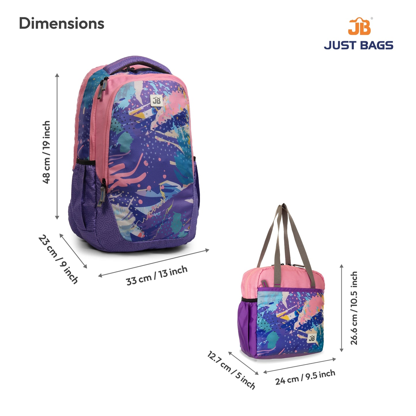 Secondary School Combo 36L Backpack & 8L TiffinBag Backpack For Children - 19 Inches & 10.5 Inches | Age 9+