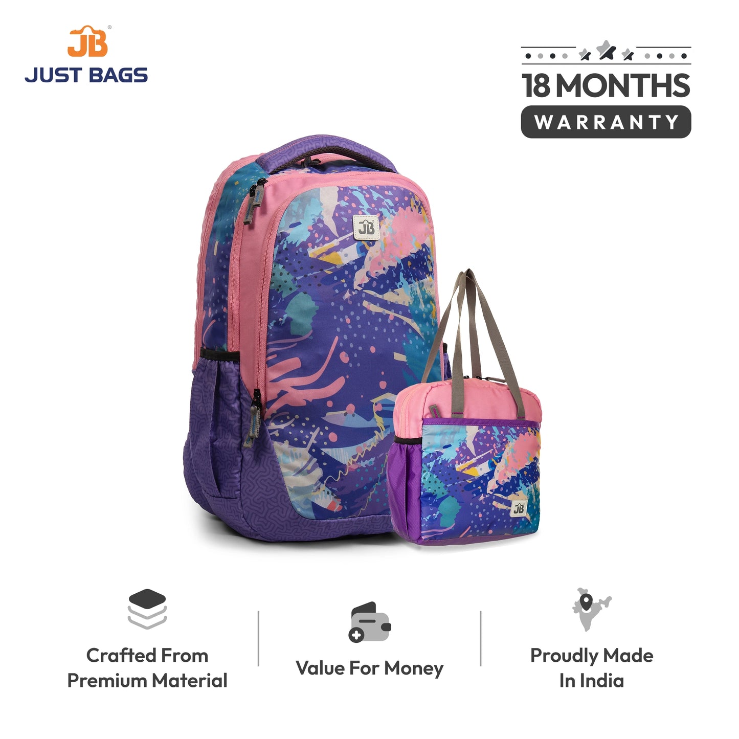 Secondary School Combo 36L Backpack & 8L TiffinBag Backpack For Children - 19 Inches & 10.5 Inches | Age 9+