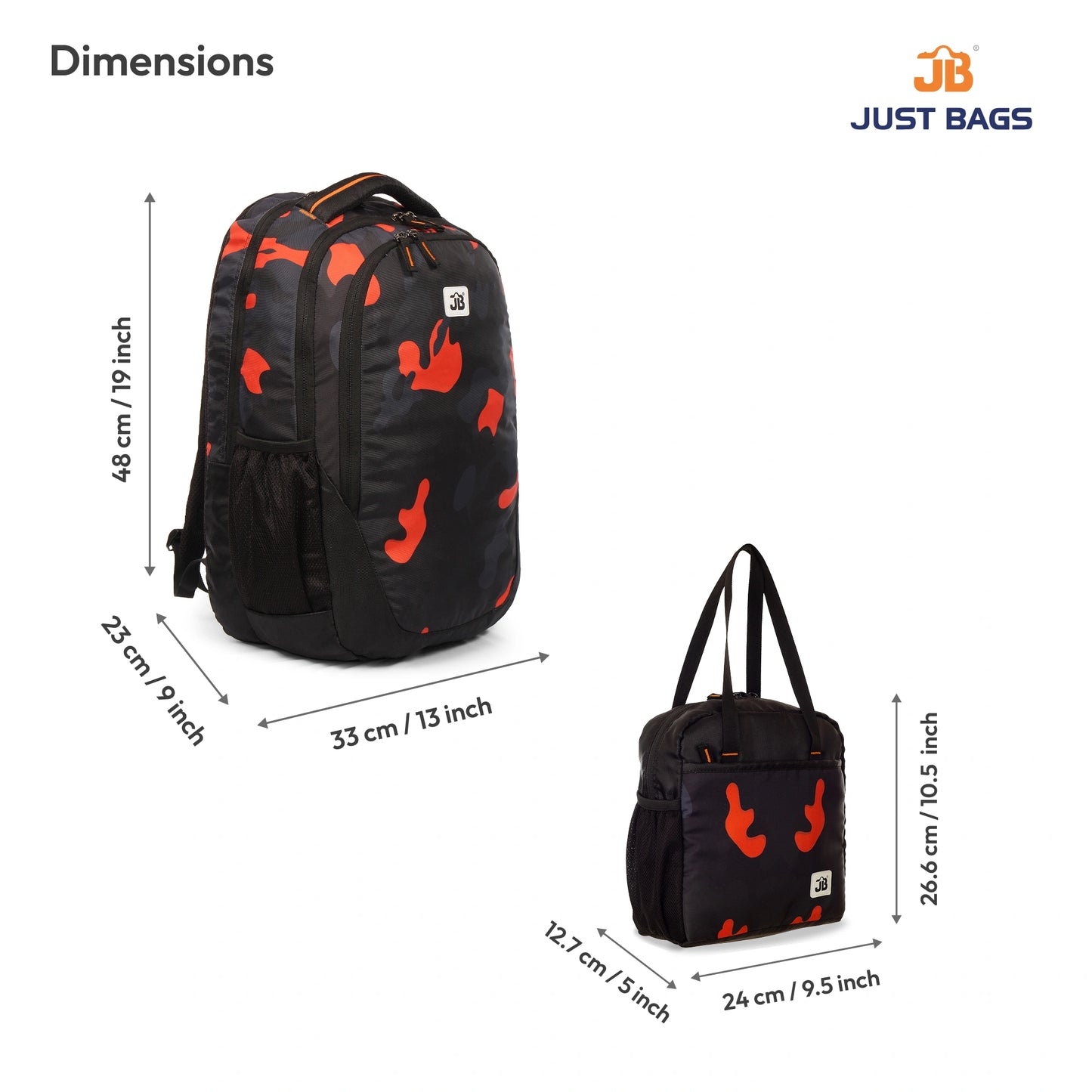 Secondary School Combo 36L Backpack & 8L TiffinBag Backpack For Children - 19 Inches & 10.5 Inches | Age 9+