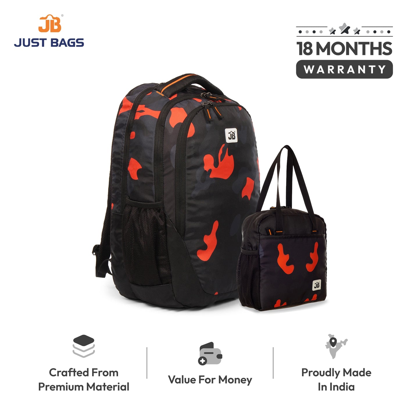 Secondary School Combo 36L Backpack & 8L TiffinBag Backpack For Children - 19 Inches & 10.5 Inches | Age 9+