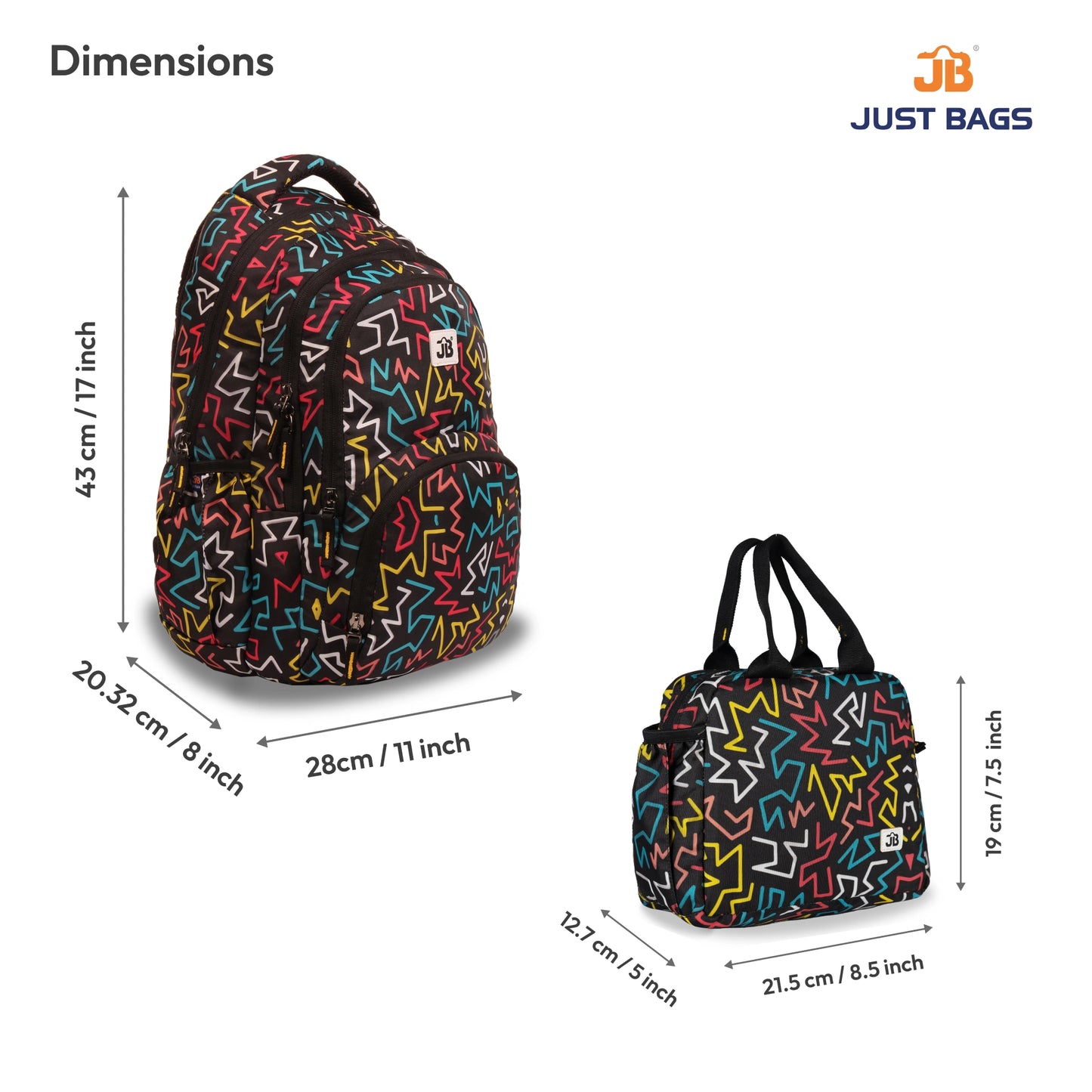 Primary School 25L Backpack & 6L TiffinBag Combo for Kids – 17 Inches-7.5 Inches | Ages 8–10