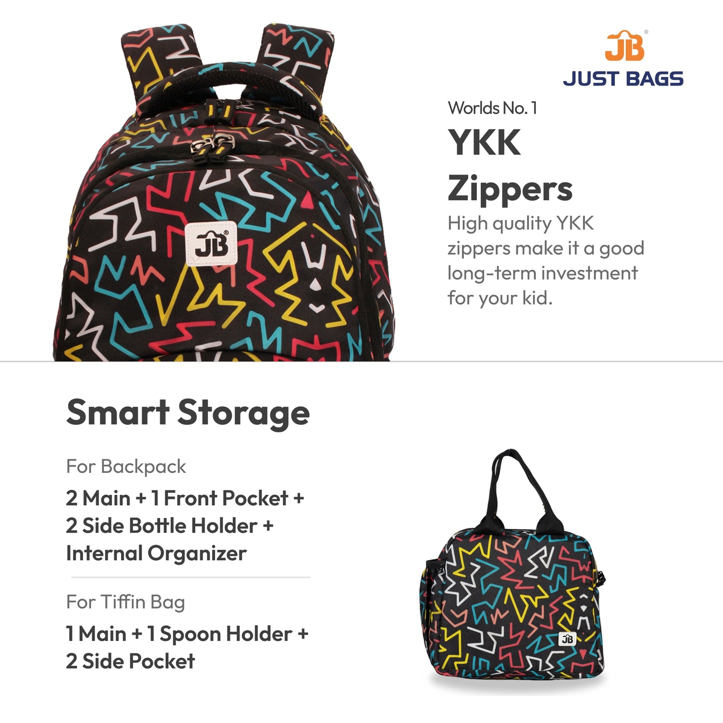 Primary School 25L Backpack & 6L TiffinBag Combo for Kids – 17 Inches-7.5 Inches | Ages 8–10
