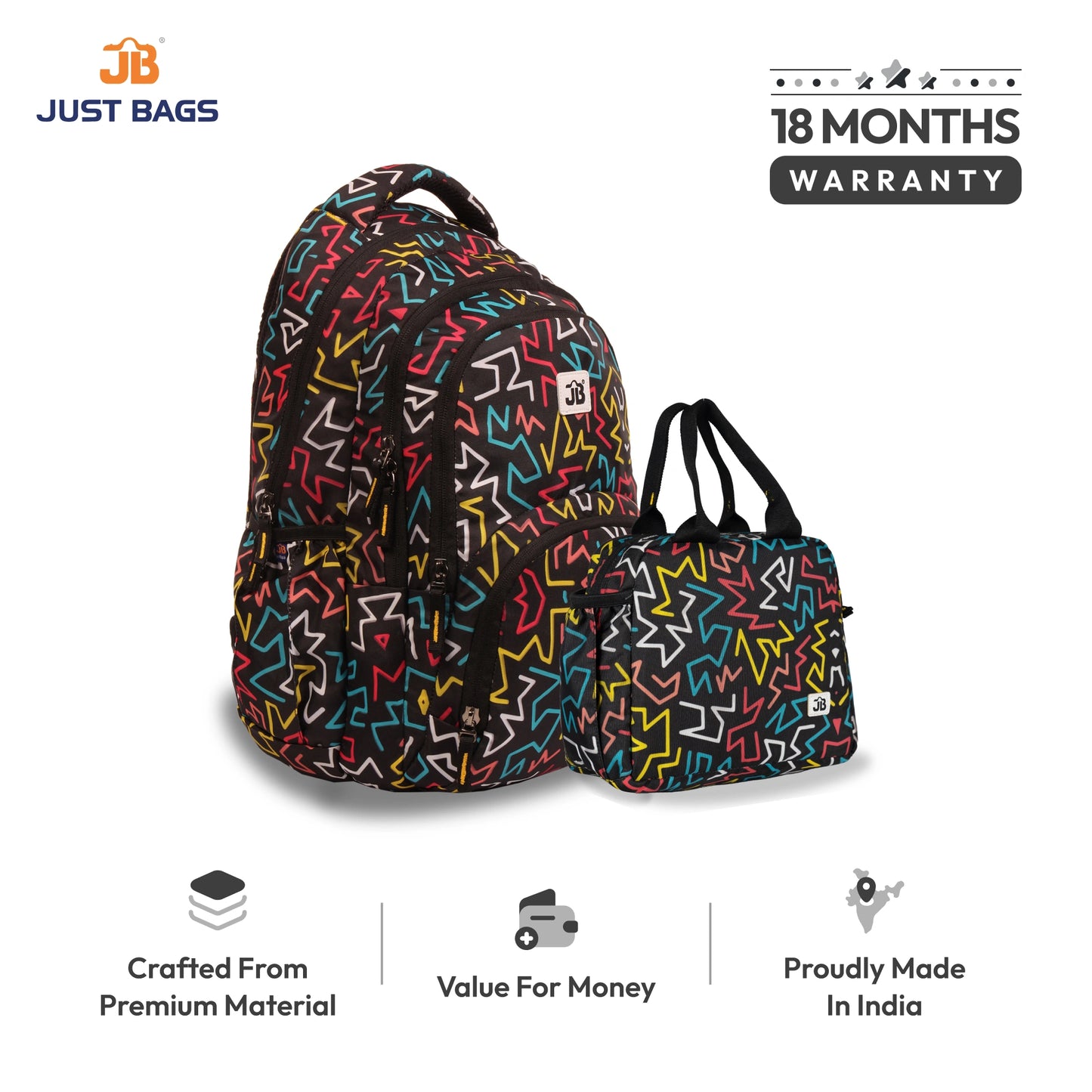 Primary School 25L Backpack & 6L TiffinBag Combo for Kids – 17 Inches-7.5 Inches | Ages 8–10