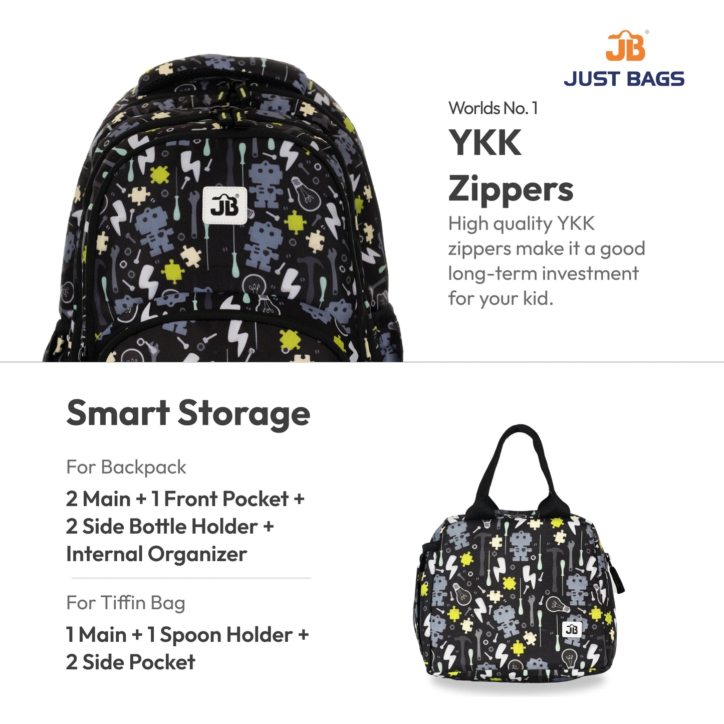 Primary School 25L Backpack & 6L TiffinBag Combo for Kids – 17 Inches-7.5 Inches | Ages 8–10