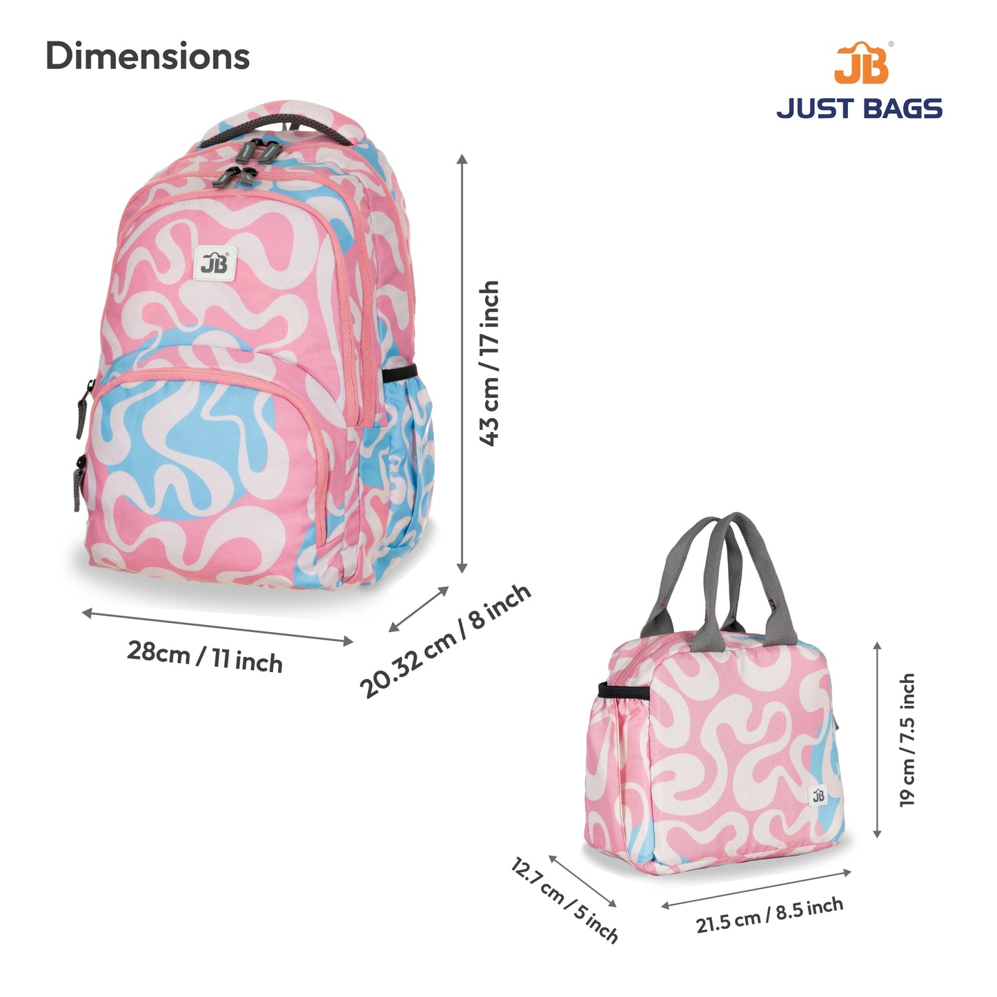 Primary School 25L Backpack & 6L TiffinBag Combo for Kids – 17 Inches-7.5 Inches | Ages 8–10