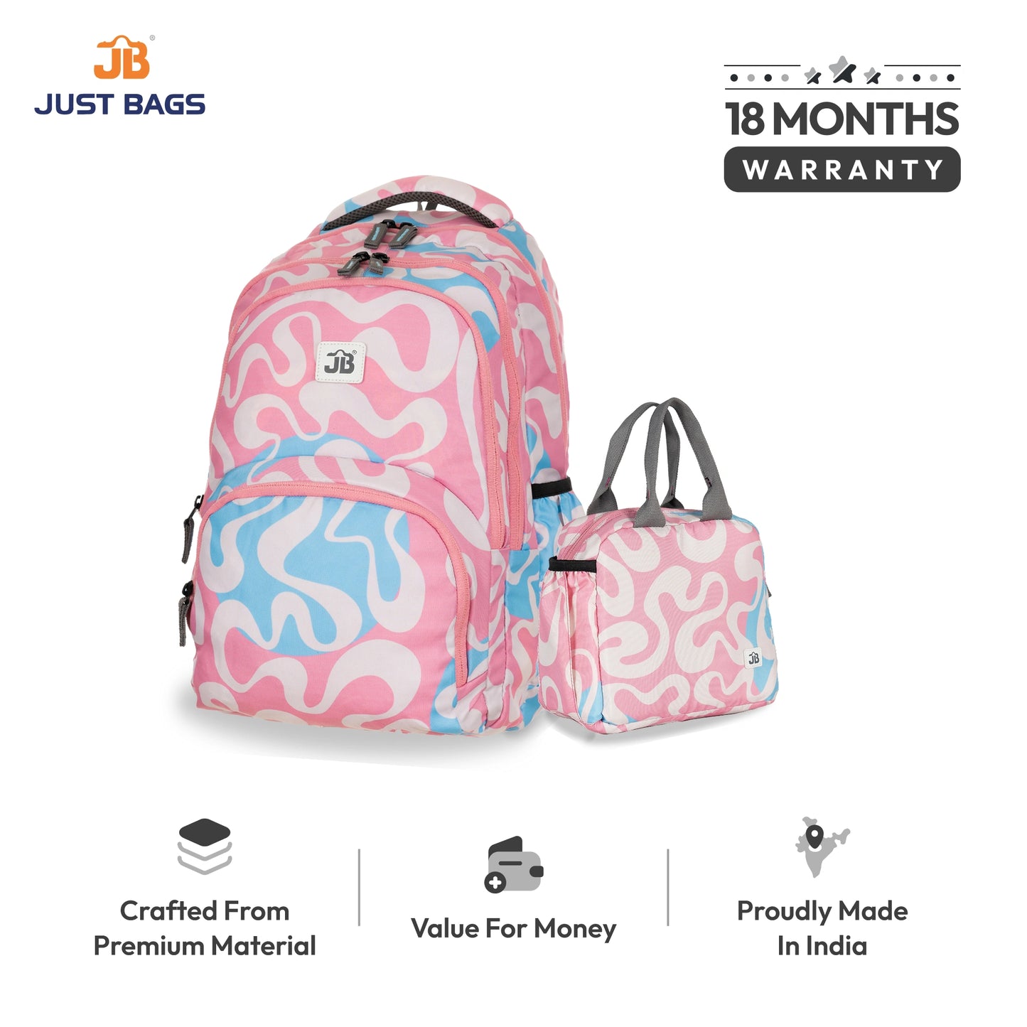 Primary School 25L Backpack & 6L TiffinBag Combo for Kids – 17 Inches-7.5 Inches | Ages 8–10