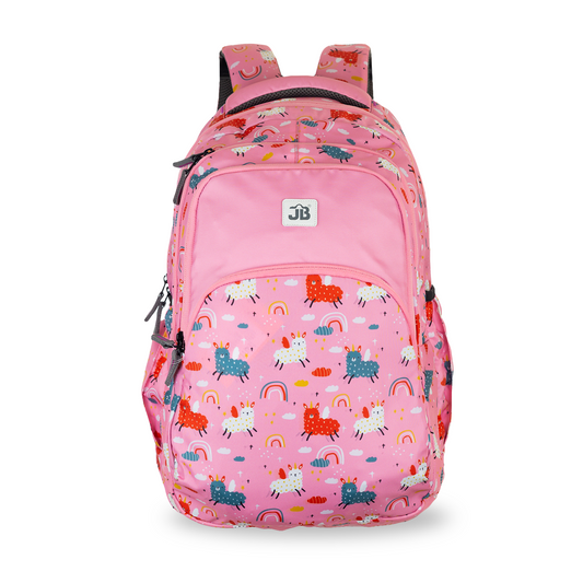 Rainbow Llama School/College Backpack - 19 Inch (Pink)