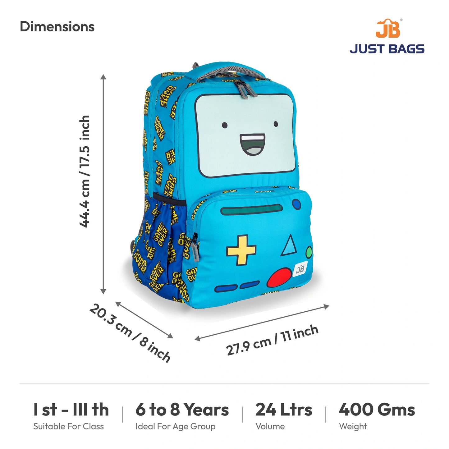 Tiny-Tails Primary School 24L Backpack for Kids – 17 Inches | Ages 6–8