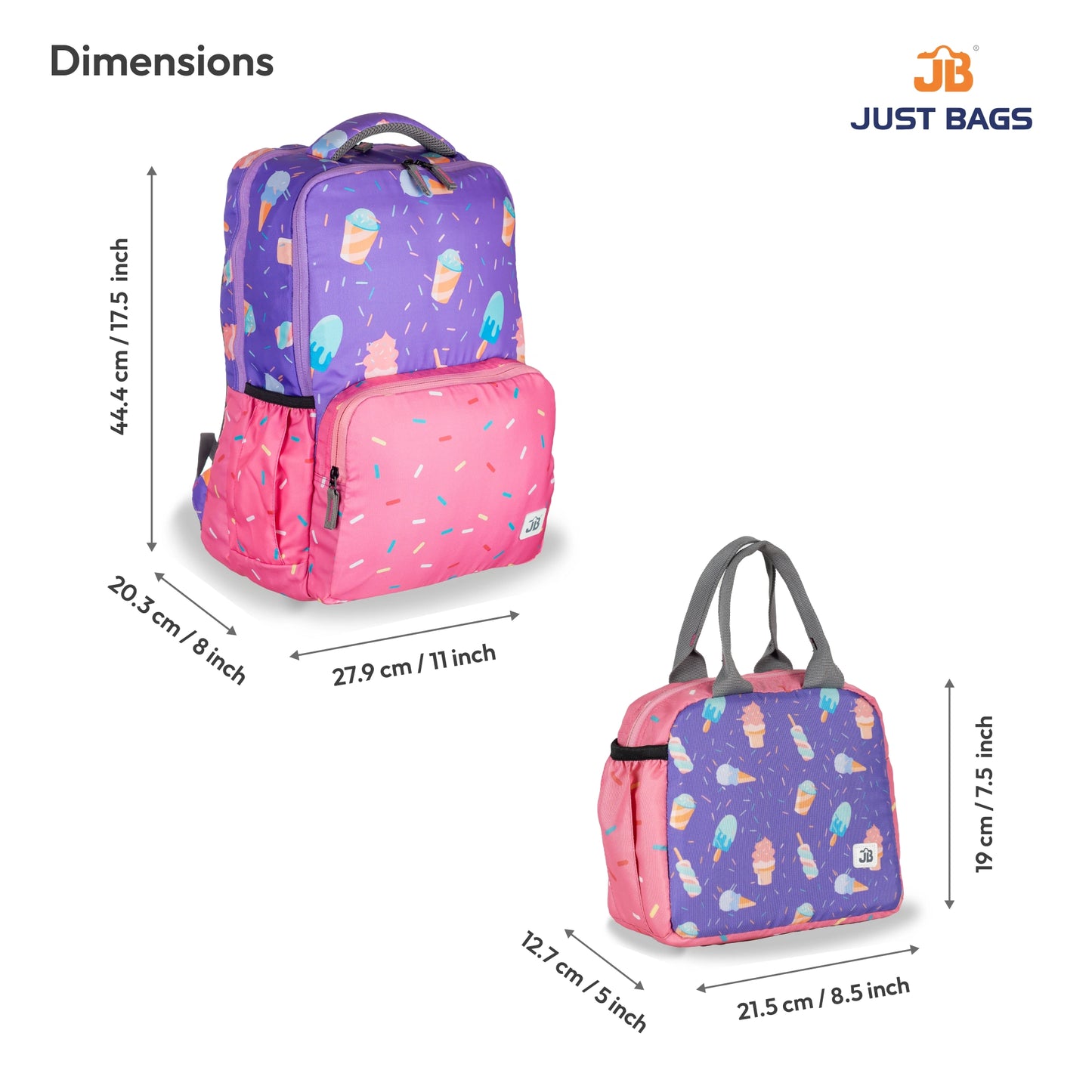 Primary School 24L Backpack & 6L TiffinBag Combo for Kids – 17 Inches & 7.5 Inches | Ages 6–8