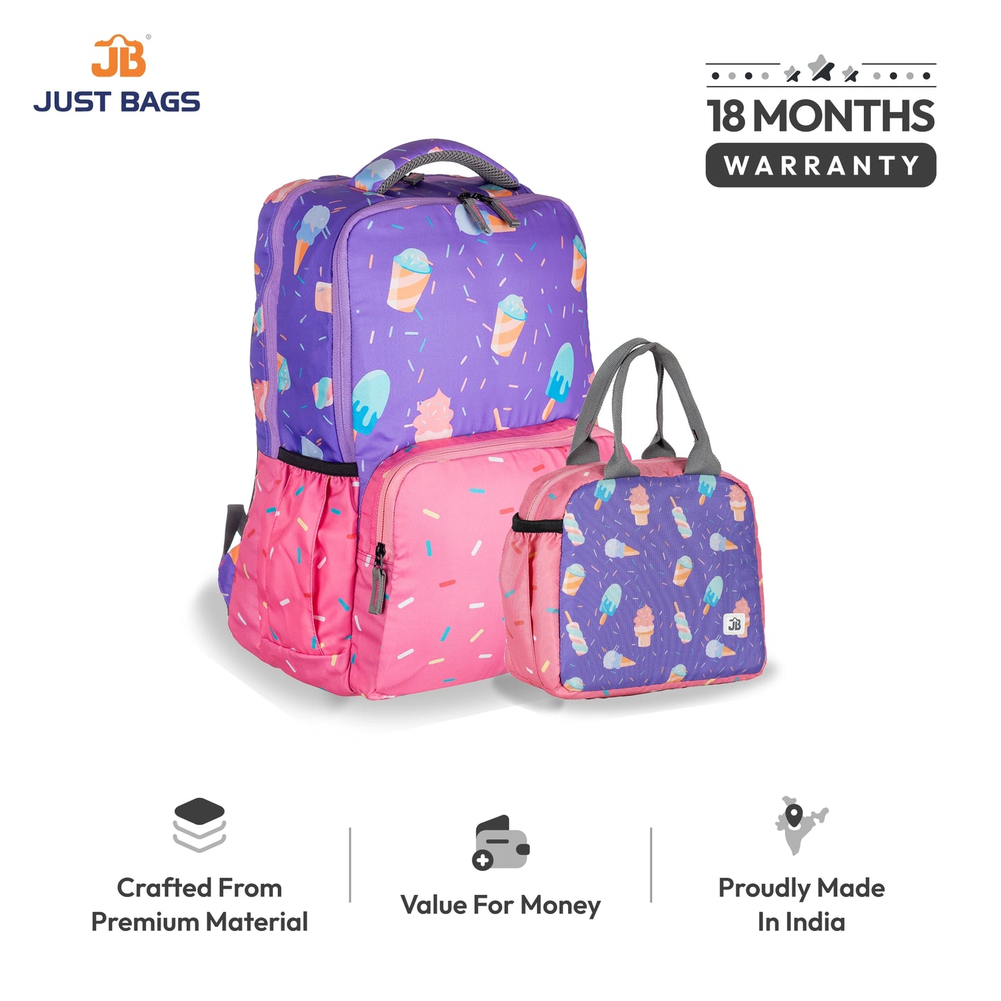 Primary School 24L Backpack & 6L TiffinBag Combo for Kids – 17 Inches & 7.5 Inches | Ages 6–8