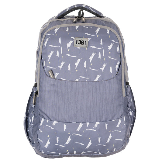 Feathered Gray Printed School/College Backpack -19 Inch (Light Grey)