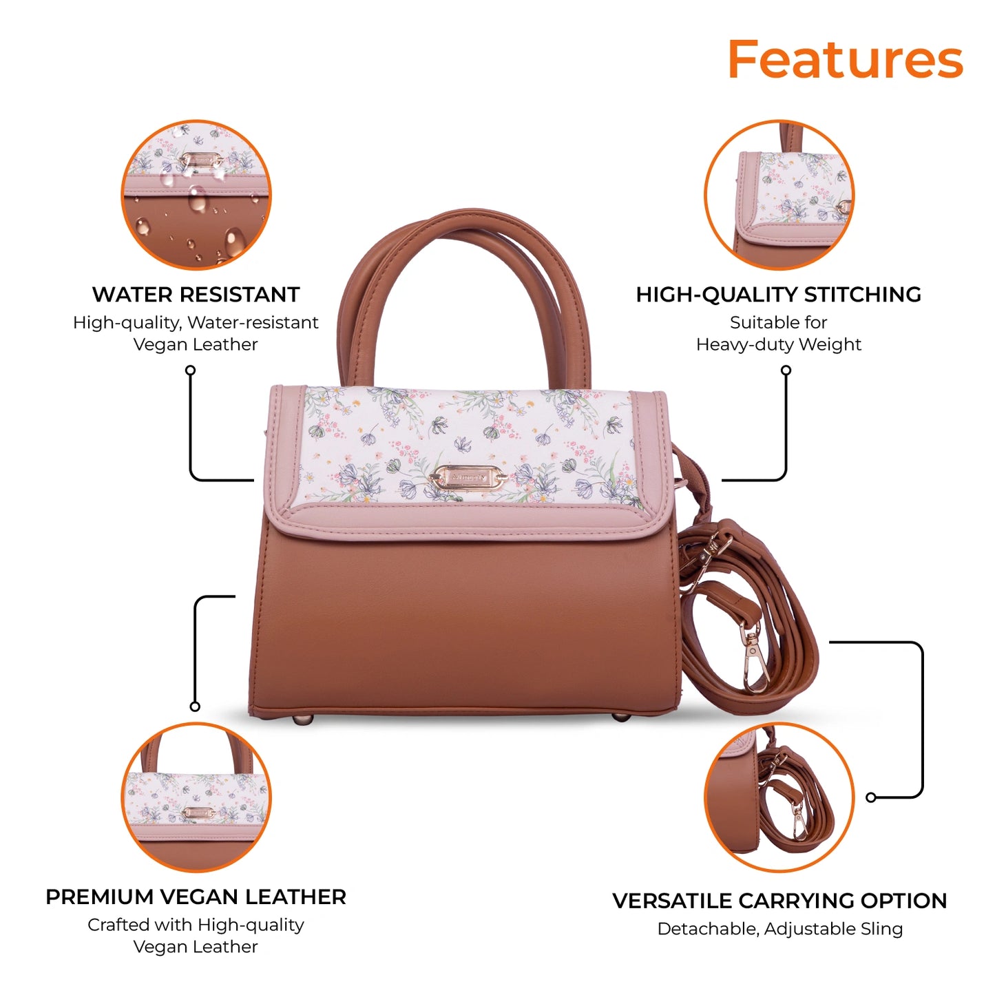 Aimleey Fleuré – Dual Tone Handbag with Sling Strap
