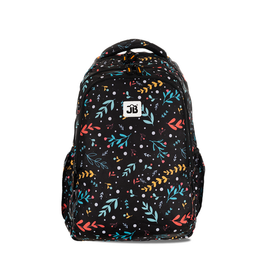 Tropical Print School Backpack - 17 Inch (Black)