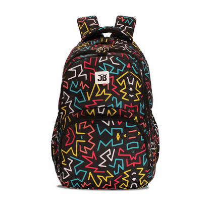 Abstract Print School Backpack - 17 Inch (Black)