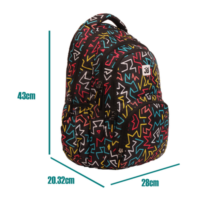 Abstract Print School Backpack - 17 Inch (Black)