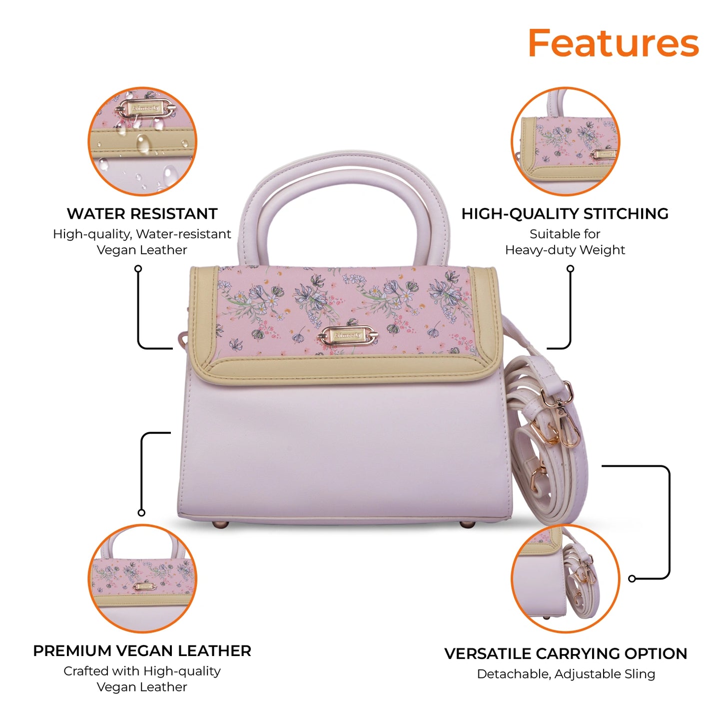 Aimleey Fleuré – Dual Tone Handbag with Sling Strap
