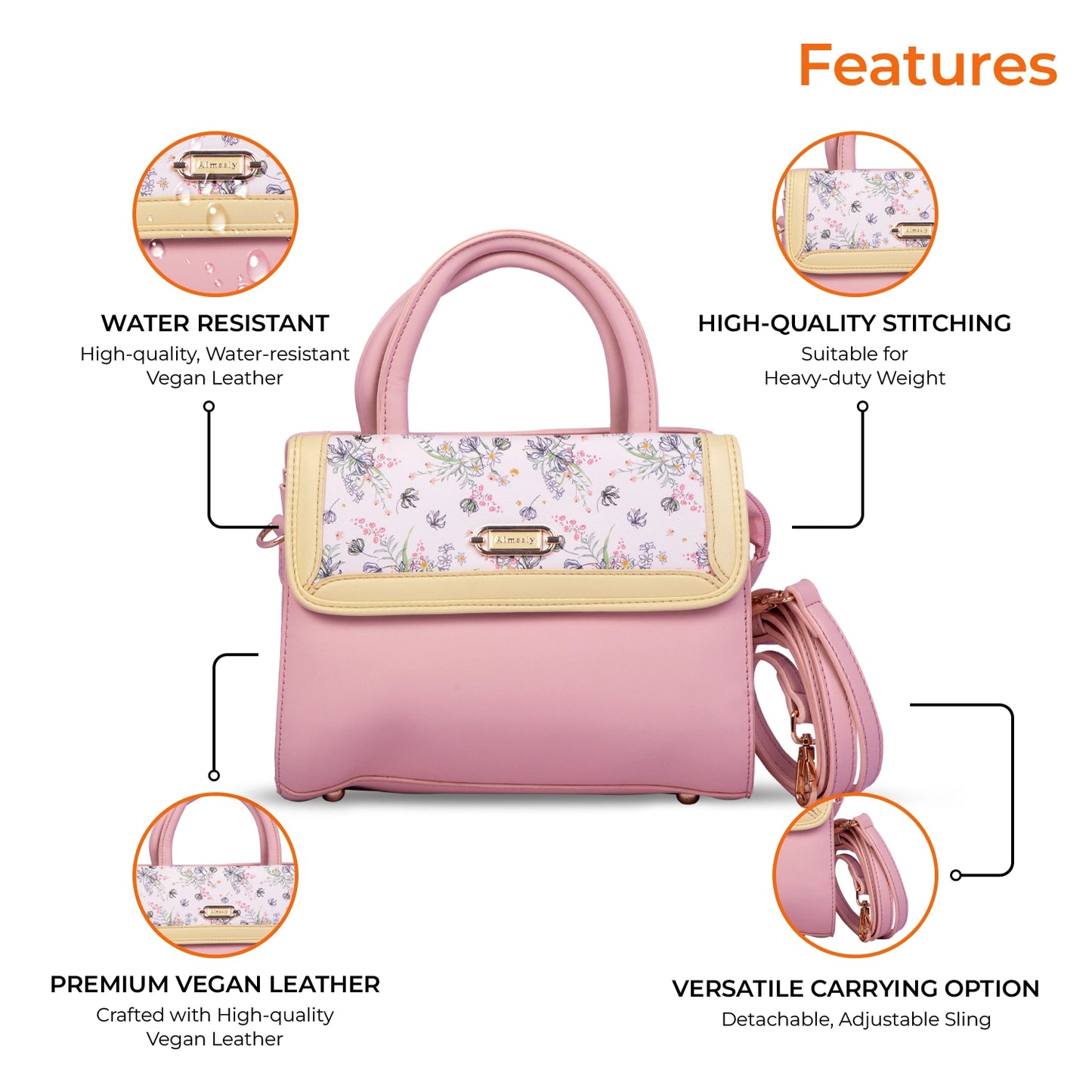 Aimleey Fleuré – Dual Tone Handbag with Sling Strap