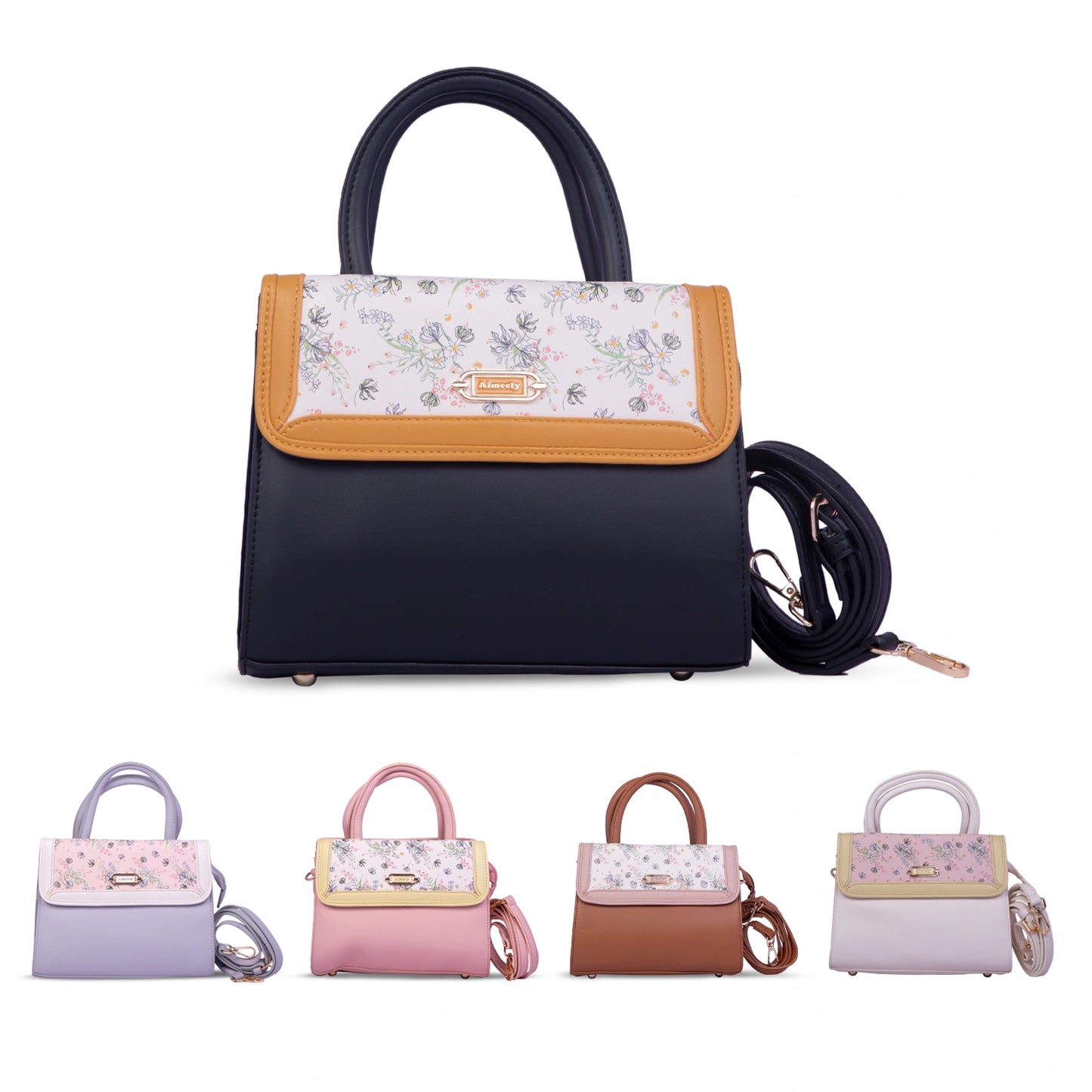 Aimleey Fleuré – Dual Tone Handbag with Sling Strap